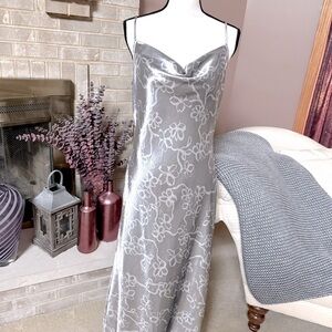 MADEWELL Metallic Midi Slip Dress in Floral - Dusk Grey